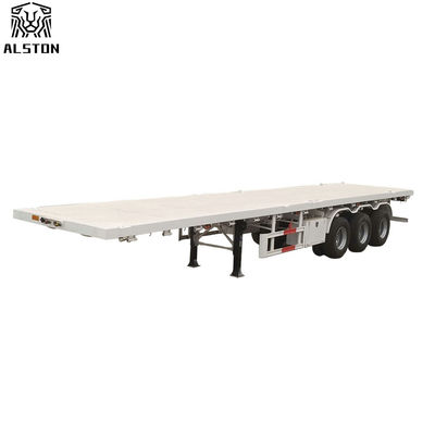 3 Axle Used Flatbed Semi Trailer , 12.5m Used 40 FT Container Trailer