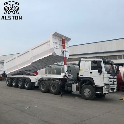 Hydraulic Cylinder 50T 4 Axle End Dump Trailers  U Type