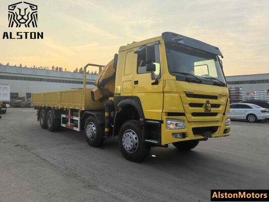 Used HOWO 8x4 Crane Truck with 12 Ton XCMG for Sale in Ghana (371HP LHD)
