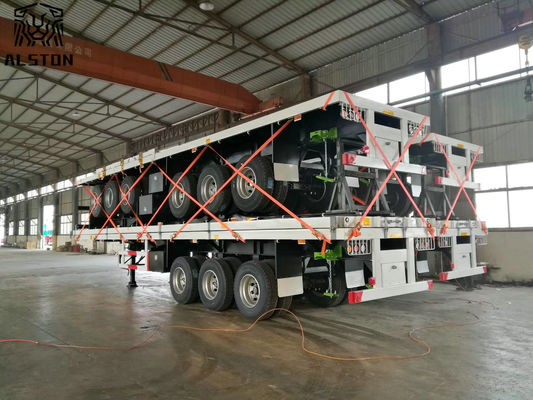 3 Axle Used Flatbed Semi Trailer , 12.5m Used 40 FT Container Trailer