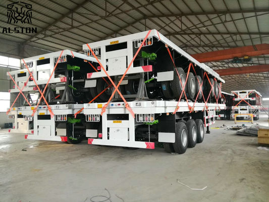 3 Axle Used Flatbed Semi Trailer , 12.5m Used 40 FT Container Trailer