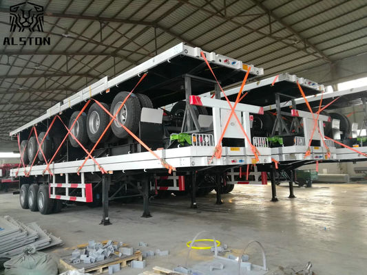 3 Axle Used Flatbed Semi Trailer , 12.5m Used 40 FT Container Trailer
