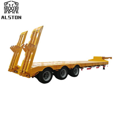 3 Axle Lowbed Semi Trailer , 60 Ton 80 Ton Lowboy Trailer