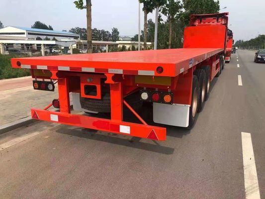 Container Transport Used Flatbed Semi Trailer , 20 40 Foot Flatbed Semi Trailer