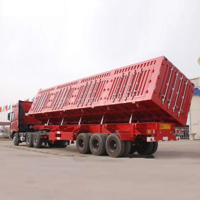 3 Axle 40cbm Side Dump Semi Trailer , Side Tipper Semi Trailer