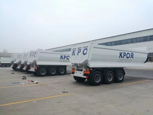 25cbm Hydraulic Rear Dump Trailers , U Shape 3 Axle End Dump Trailer