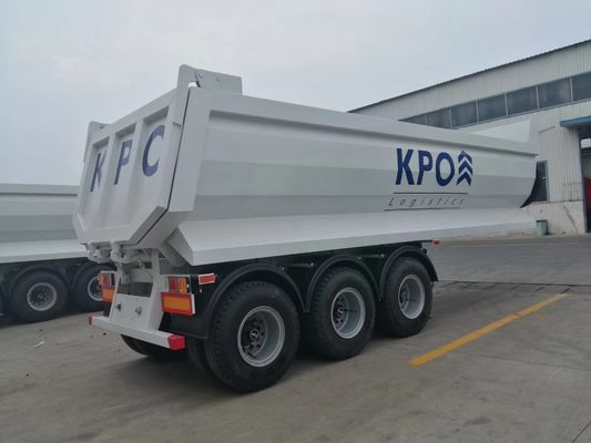 25cbm Hydraulic Rear Dump Trailers , U Shape 3 Axle End Dump Trailer