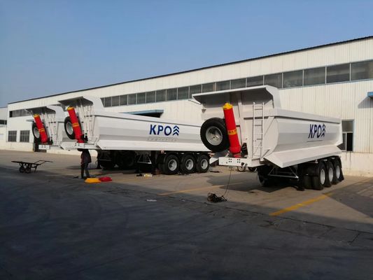 25cbm Hydraulic Rear Dump Trailers , U Shape 3 Axle End Dump Trailer