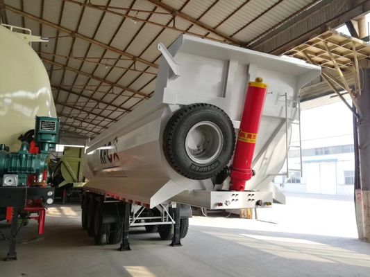 25cbm Hydraulic Rear Dump Trailers , U Shape 3 Axle End Dump Trailer