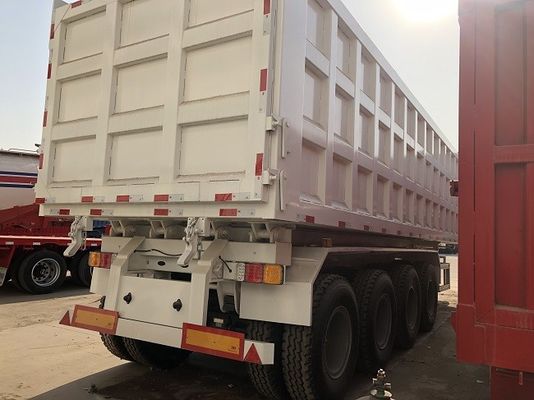 60T 80T Rear Dump Trailers , 4 Axle Rear Tipper Trailer 35m3 40m3