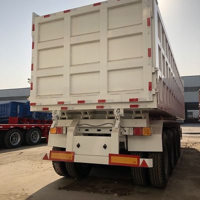 60T 80T Rear Dump Trailers , 4 Axle Rear Tipper Trailer 35m3 40m3