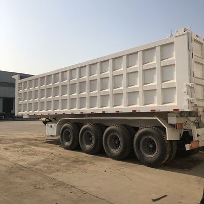 60T 80T Rear Dump Trailers , 4 Axle Rear Tipper Trailer 35m3 40m3